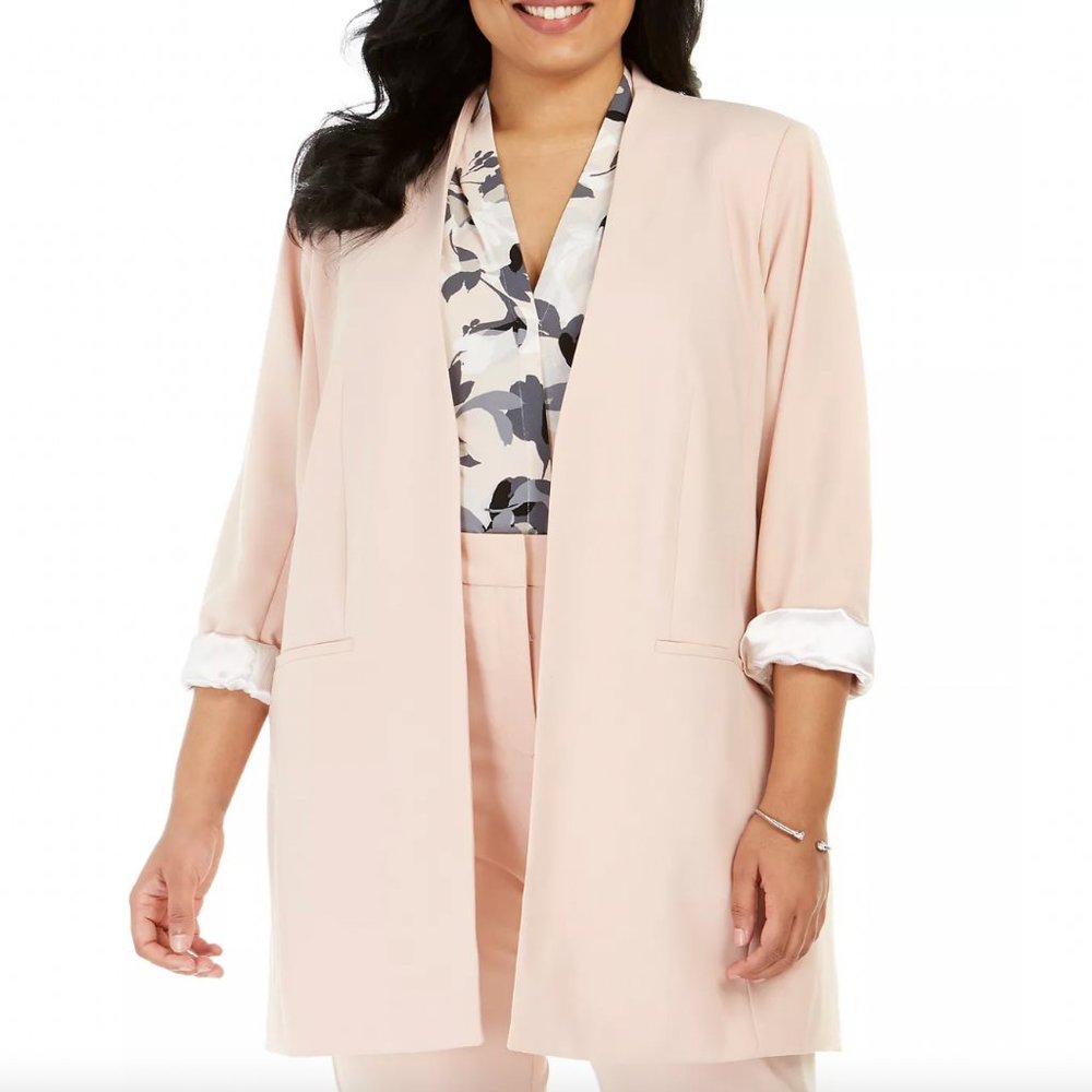 NWT Calvin Klein Plus Size Lux Roll-Tab Blazer 18W Pink